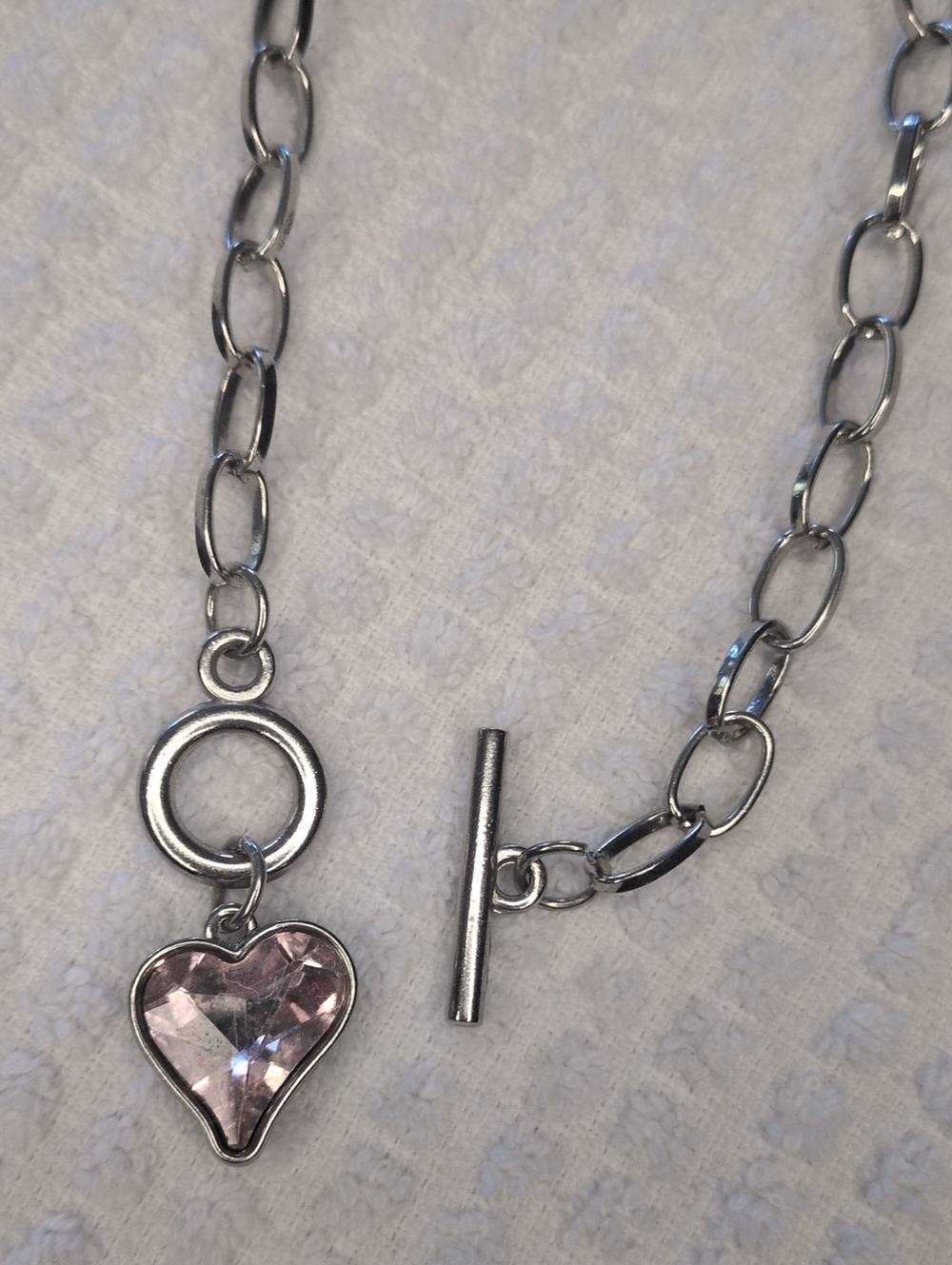 Pink Heart Charm With Chunky Linked Chain